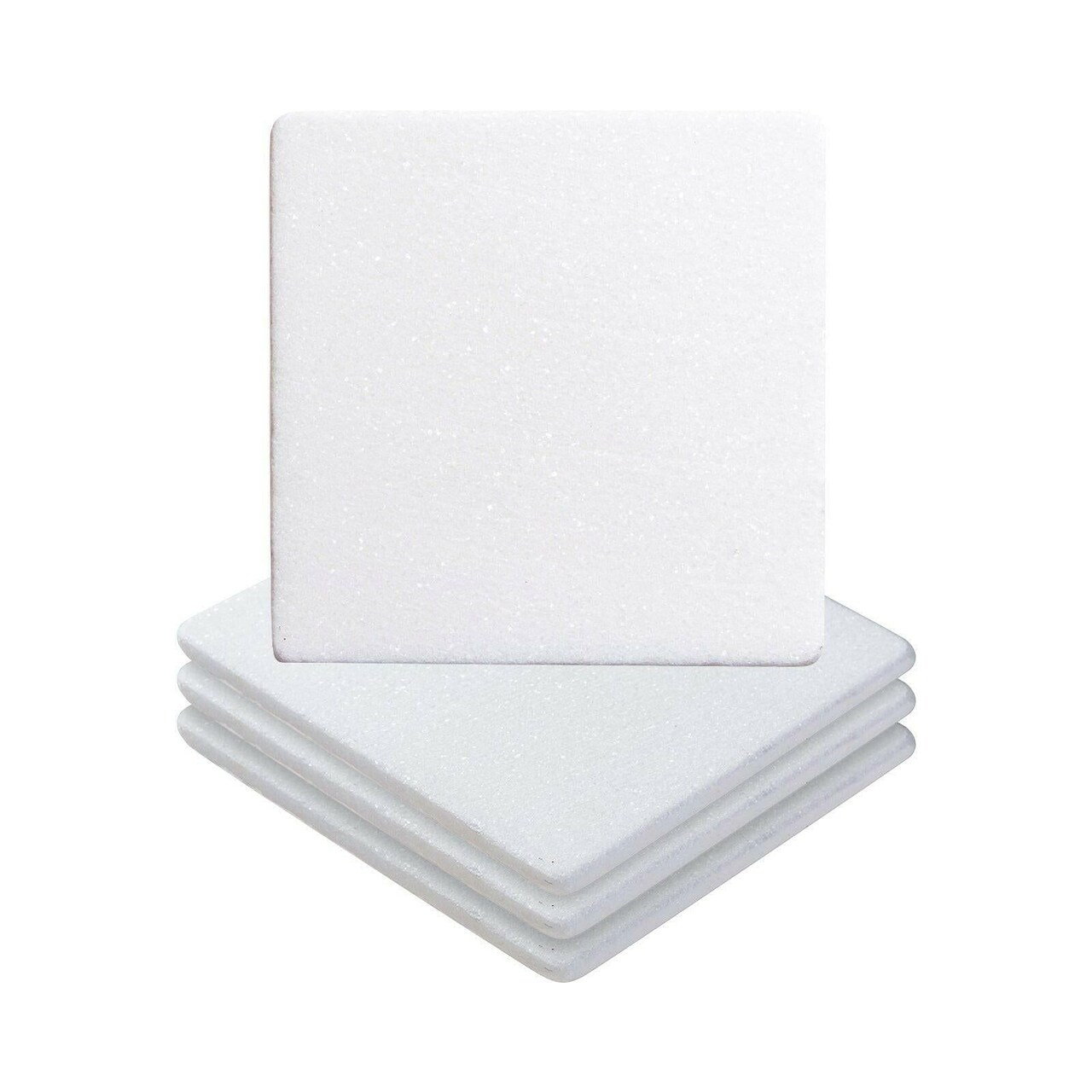 Craft Express 4 Pack Square Marble Sublimation Coasters – 4"x4" White Stone Blanks
